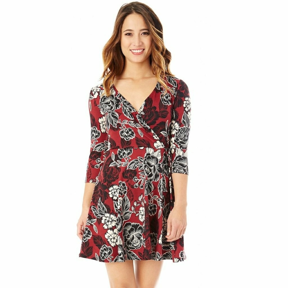 ☀️Summer Or Fall  - Floral faux wrap dress